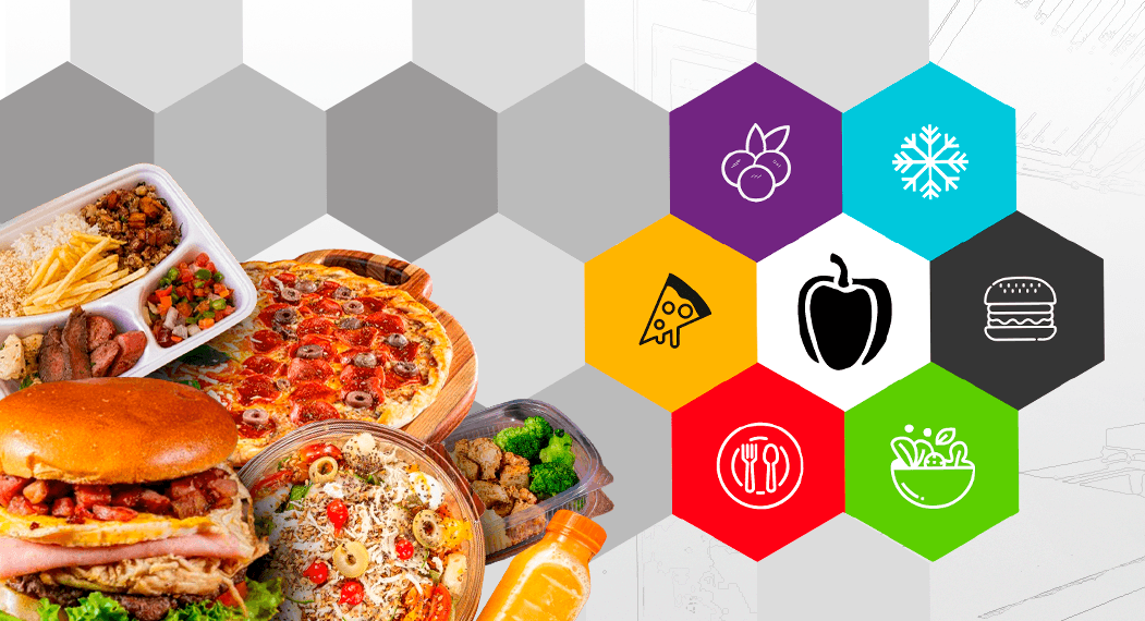 Plano de fundo com comidas variadas